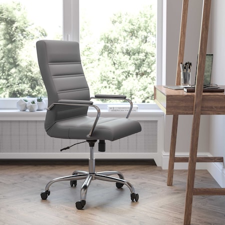Flash Furniture High Back Gray/Chrome LeatherSoft Executive Swivel Chair GO-2286H-GR-GG
